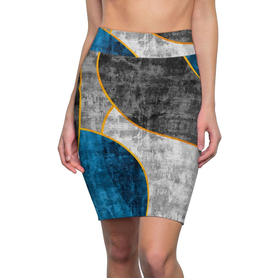 High Waist Womens Pencil Skirt Contour Stretch Black Blue Grey Circular