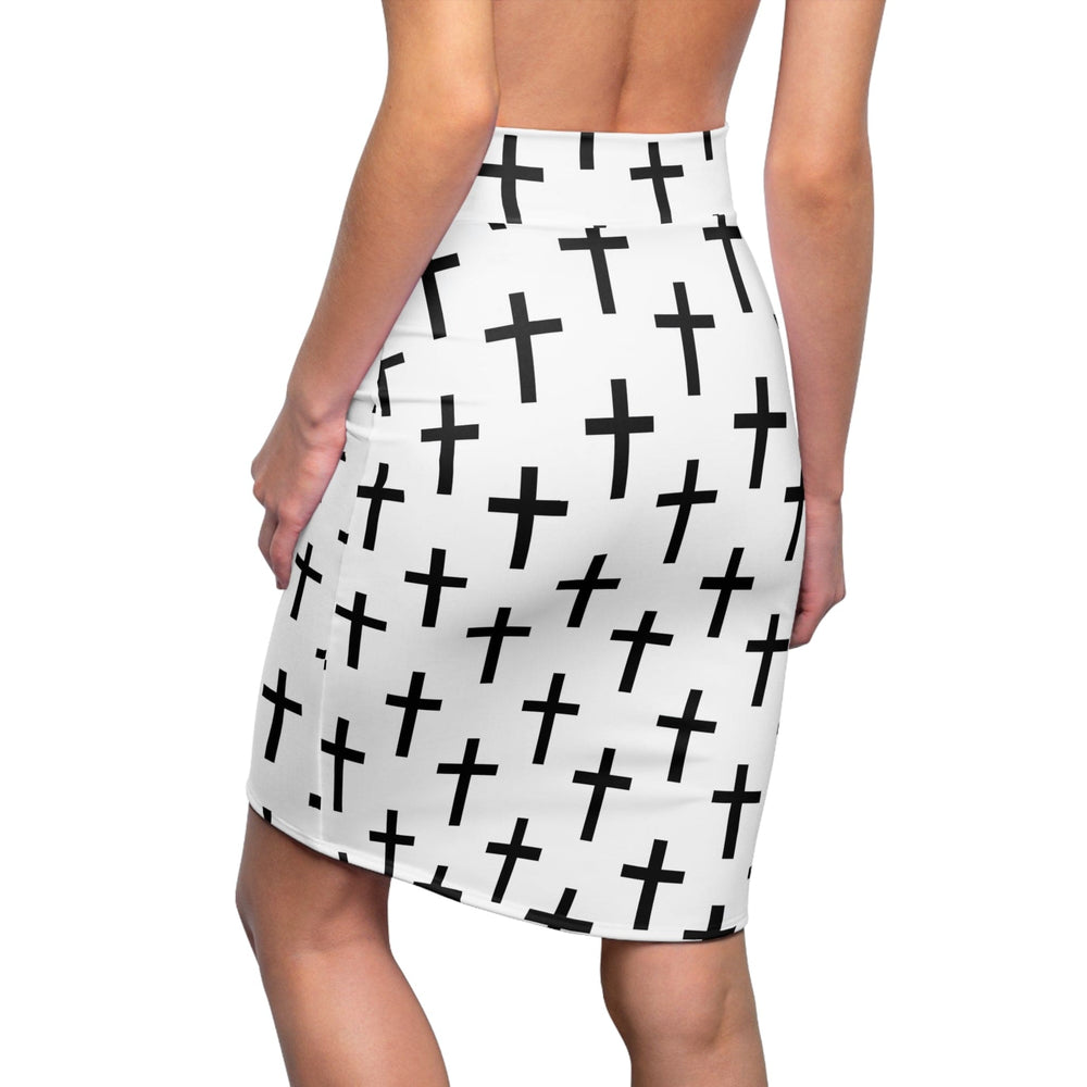 High Waist Womens Pencil Skirt - Contour Stretch - White and Black Seamless