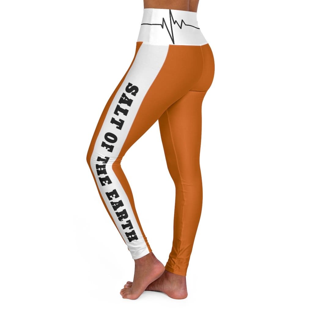 High Waisted Yoga Leggings Burnt Orange Salt of the Earth Matthew 5:13 Beating