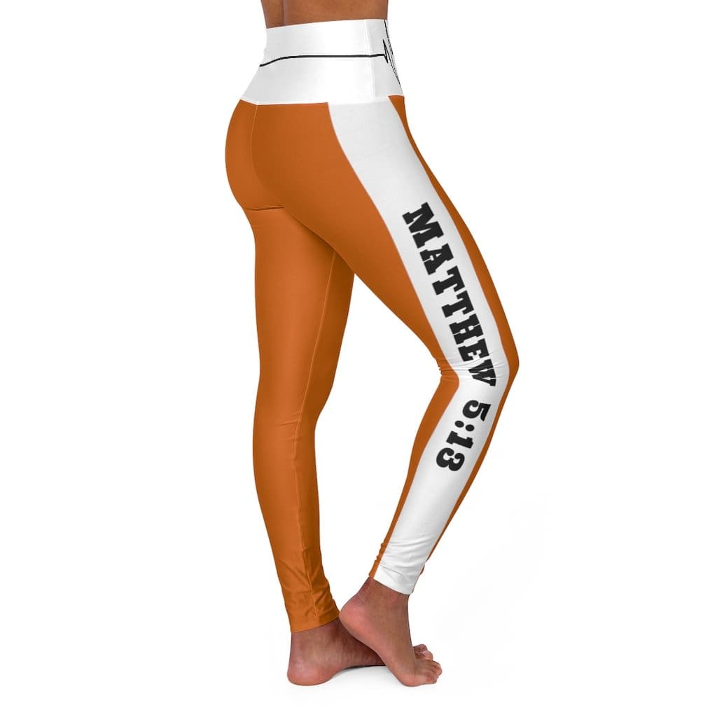 High Waisted Yoga Leggings Burnt Orange Salt of the Earth Matthew 5:13 Beating