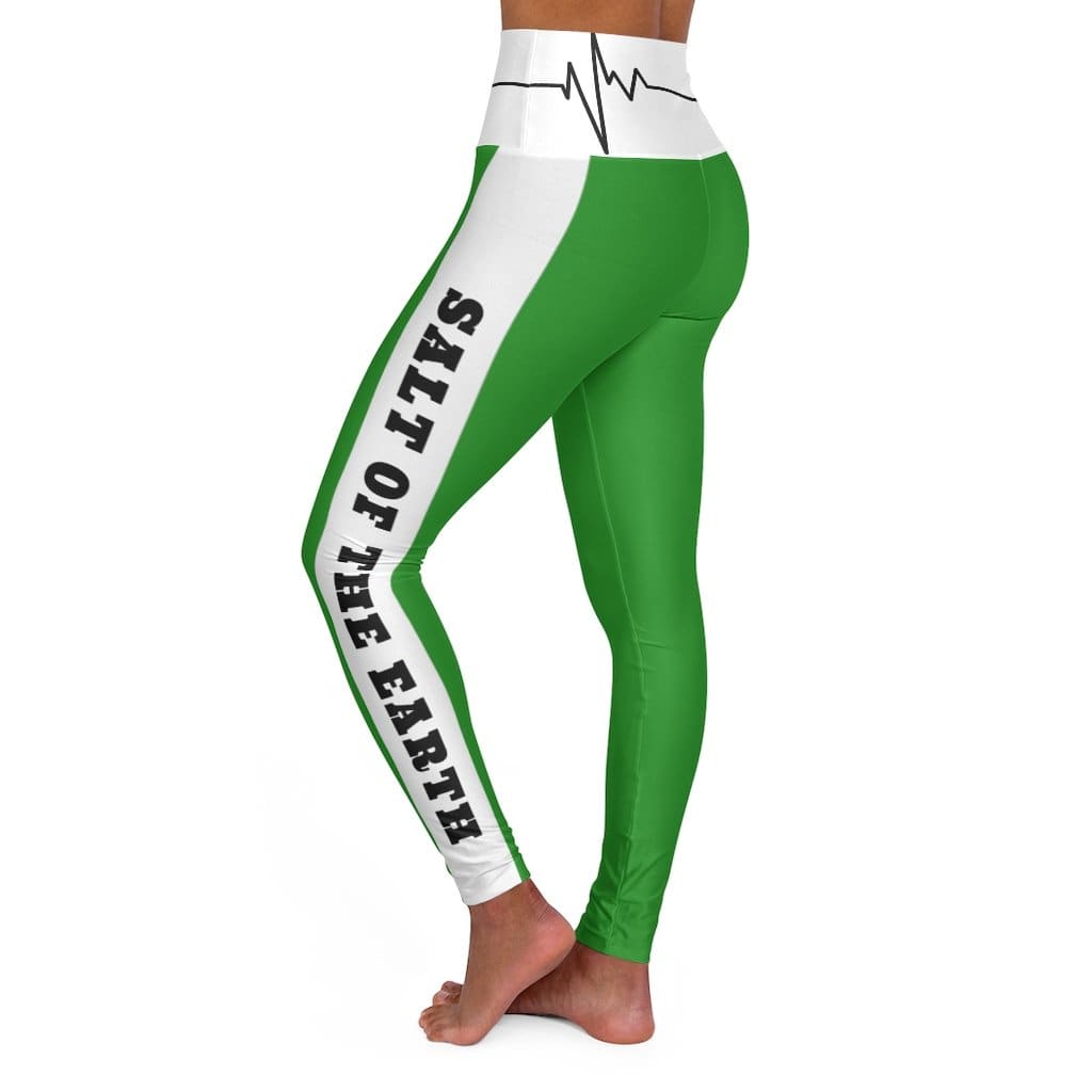 High Waisted Yoga Leggings Forest Green Salt of the Earth Matthew 5:13 Beating