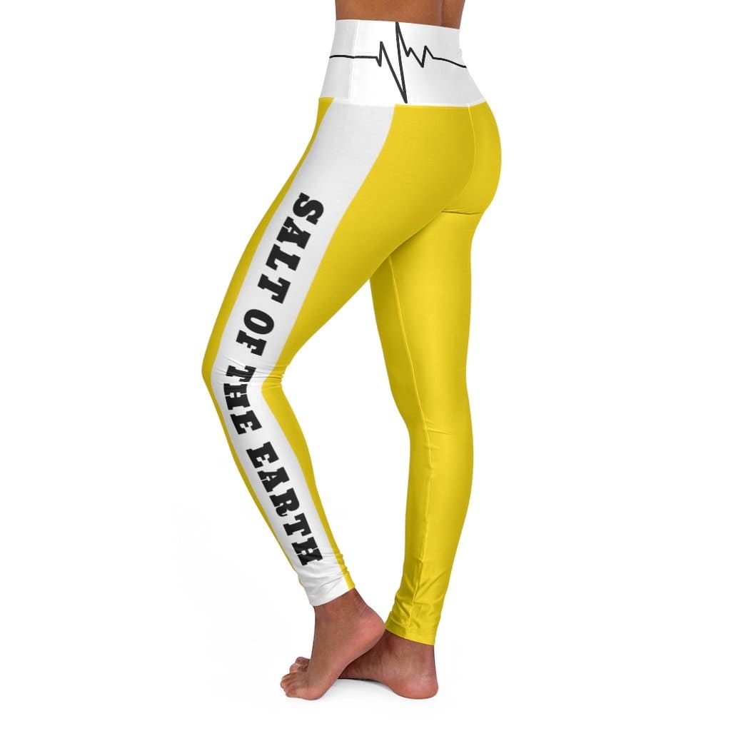 High Waisted Yoga Leggings Gold Yellow Salt of the Earth Matthew 5:13 Beating