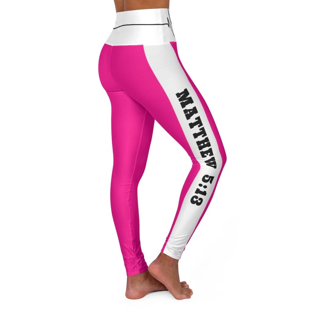 High Waisted Yoga Leggings Hot Pink Style Salt of the Earth Matthew 5:13