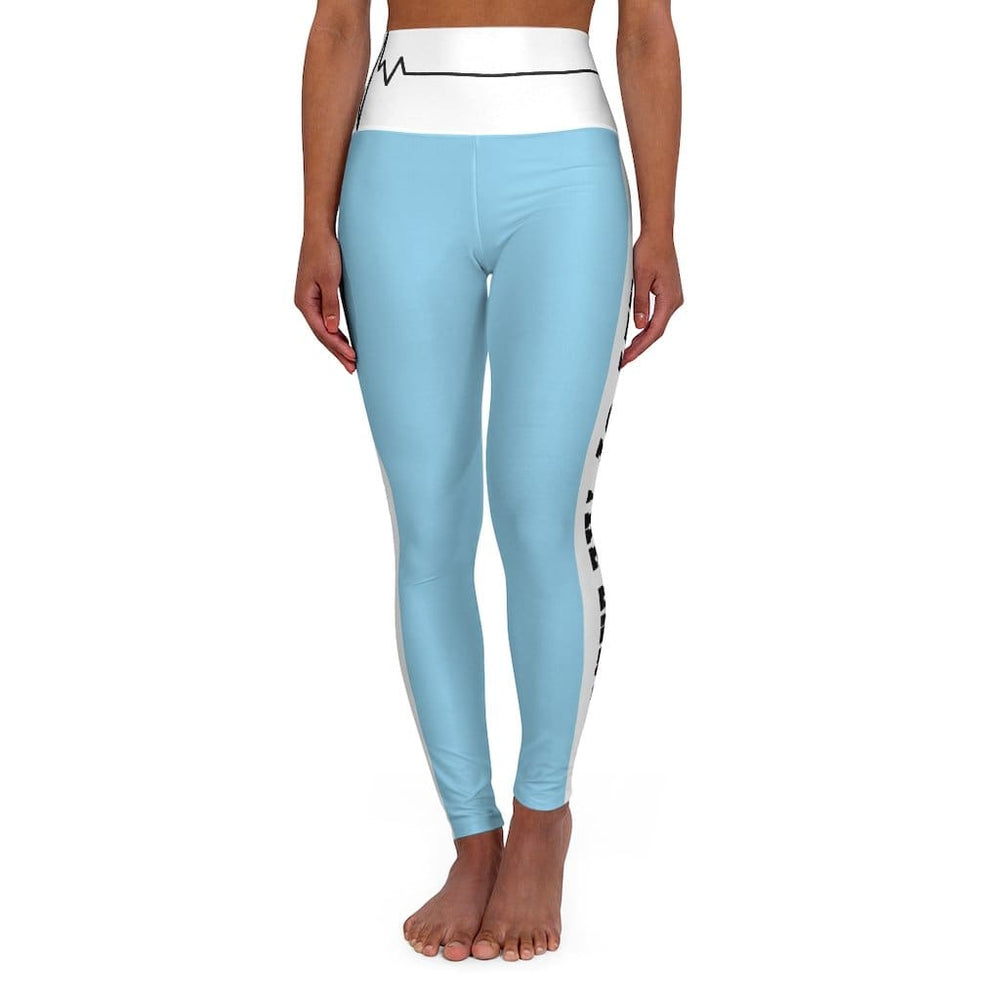 High Waisted Yoga Leggings - Light Blue Salt of the Earth Matthew 5:13 Beating