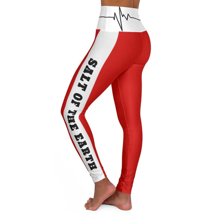 High Waisted Yoga Leggings Red Salt of the Earth Matthew 5:13 Beating Heart