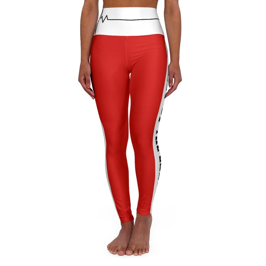 High Waisted Yoga Leggings Red Salt of the Earth Matthew 5:13 Beating Heart