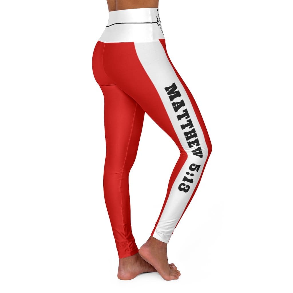 High Waisted Yoga Leggings Red Salt of the Earth Matthew 5:13 Beating Heart