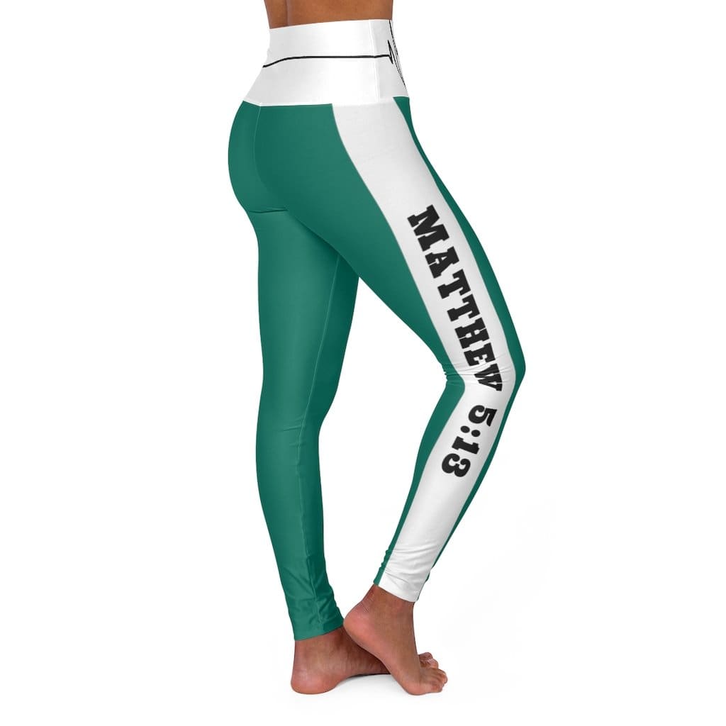 High Waisted Yoga Leggings Teal Green Salt of the Earth Matthew 5:13 Beating