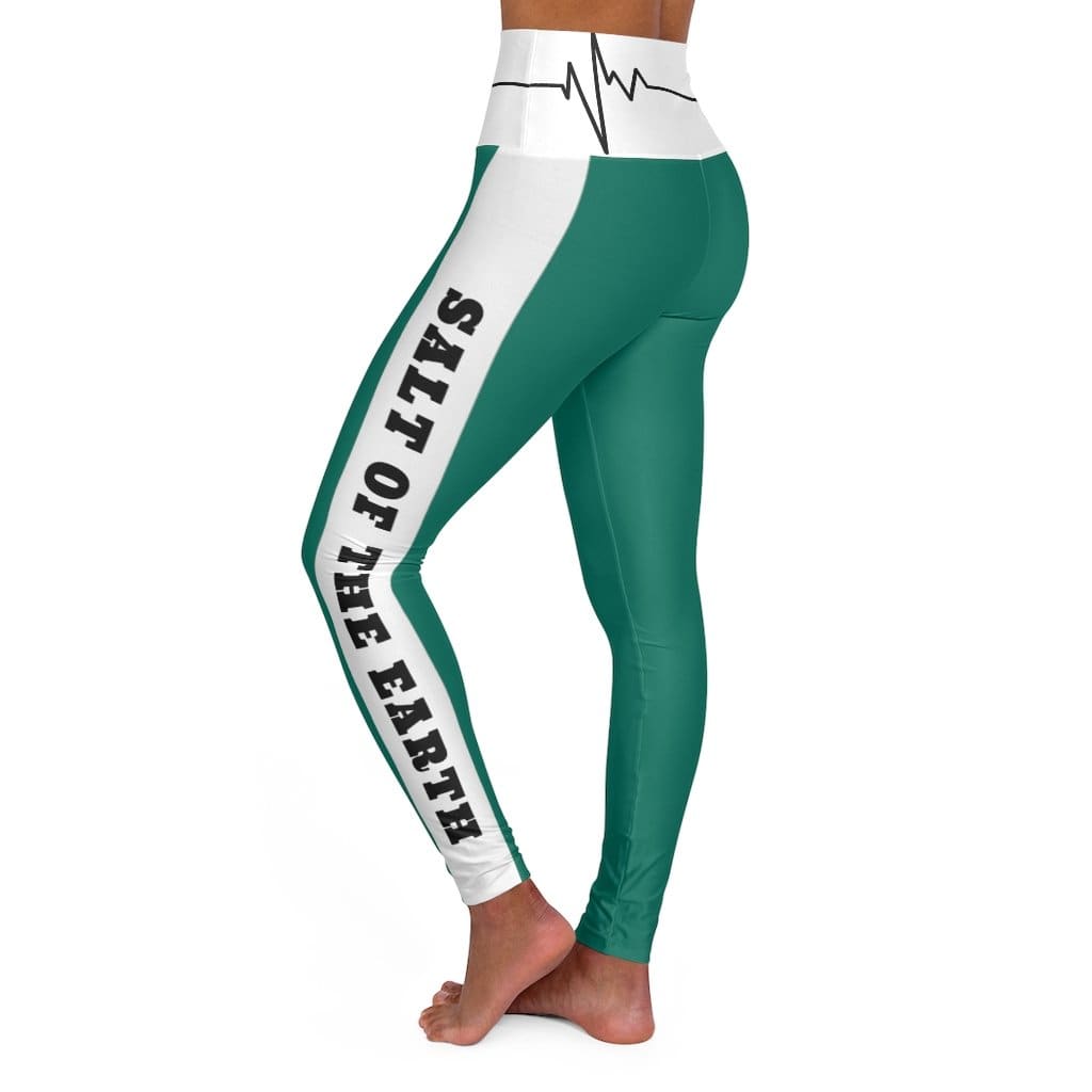 High Waisted Yoga Leggings Teal Green Salt of the Earth Matthew 5:13 Beating