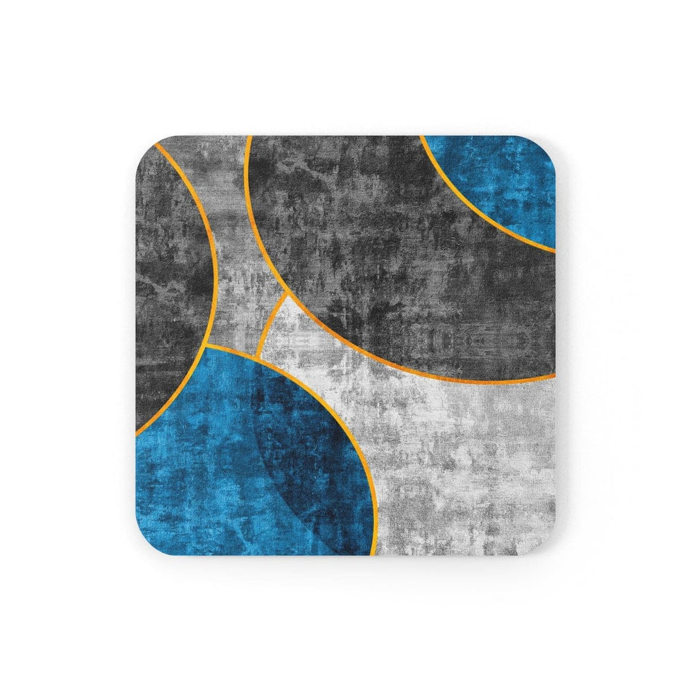 Home Decor Coaster Set - 4 Piece Home/office Black Blue Grey Circular Geometric