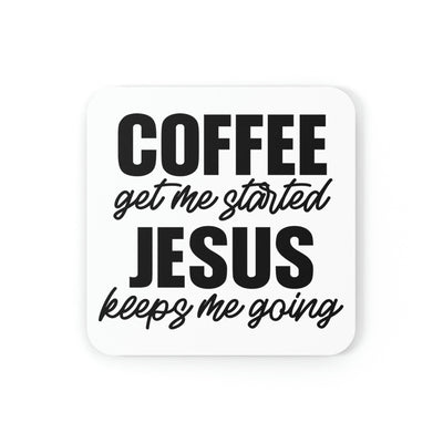Home Decor Coaster Set - 4 Piece Home/office Coffee Get Me Started Jesus Keeps