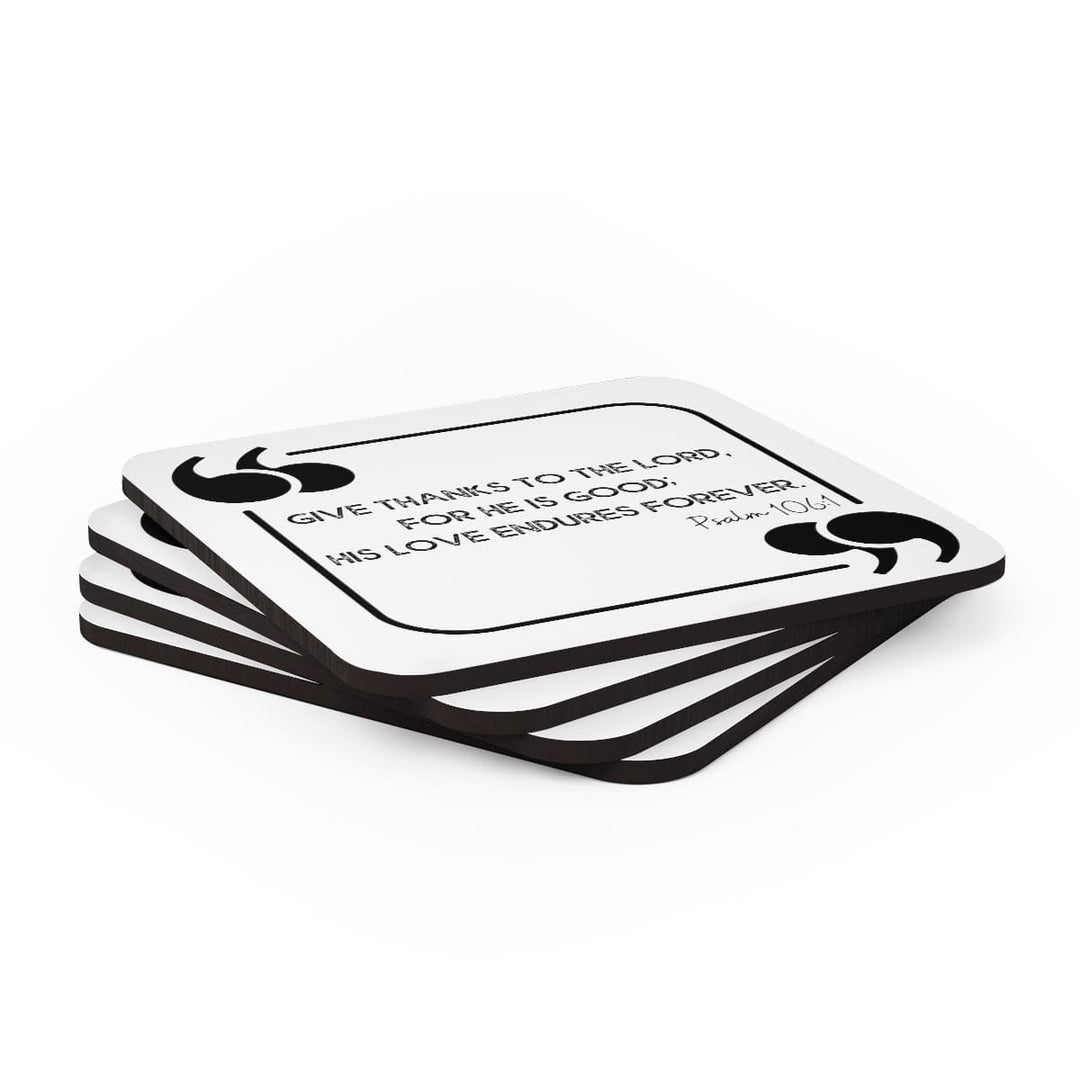 Home Decor Coaster Set - 4 Piece Home/office Give Thanks to the Lord Christian