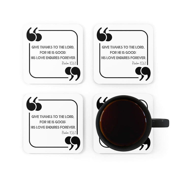 Home Decor Coaster Set - 4 Piece Home/office Give Thanks to the Lord Christian