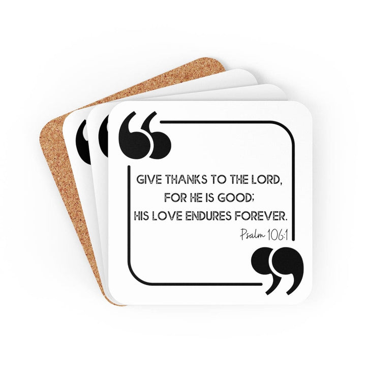 Home Decor Coaster Set - 4 Piece Home/office Give Thanks to the Lord Christian