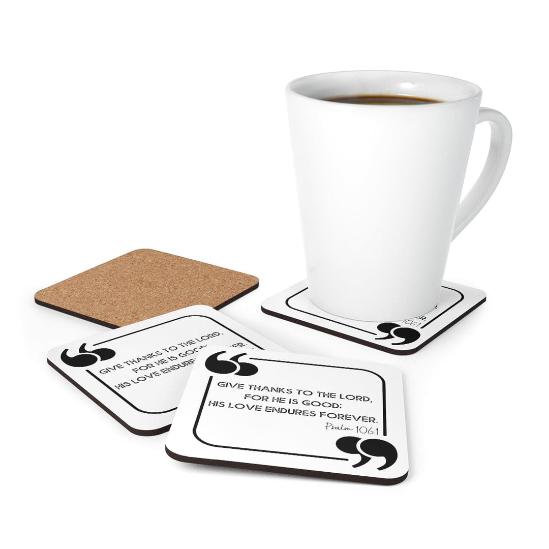 Home Decor Coaster Set - 4 Piece Home/office Give Thanks to the Lord Christian