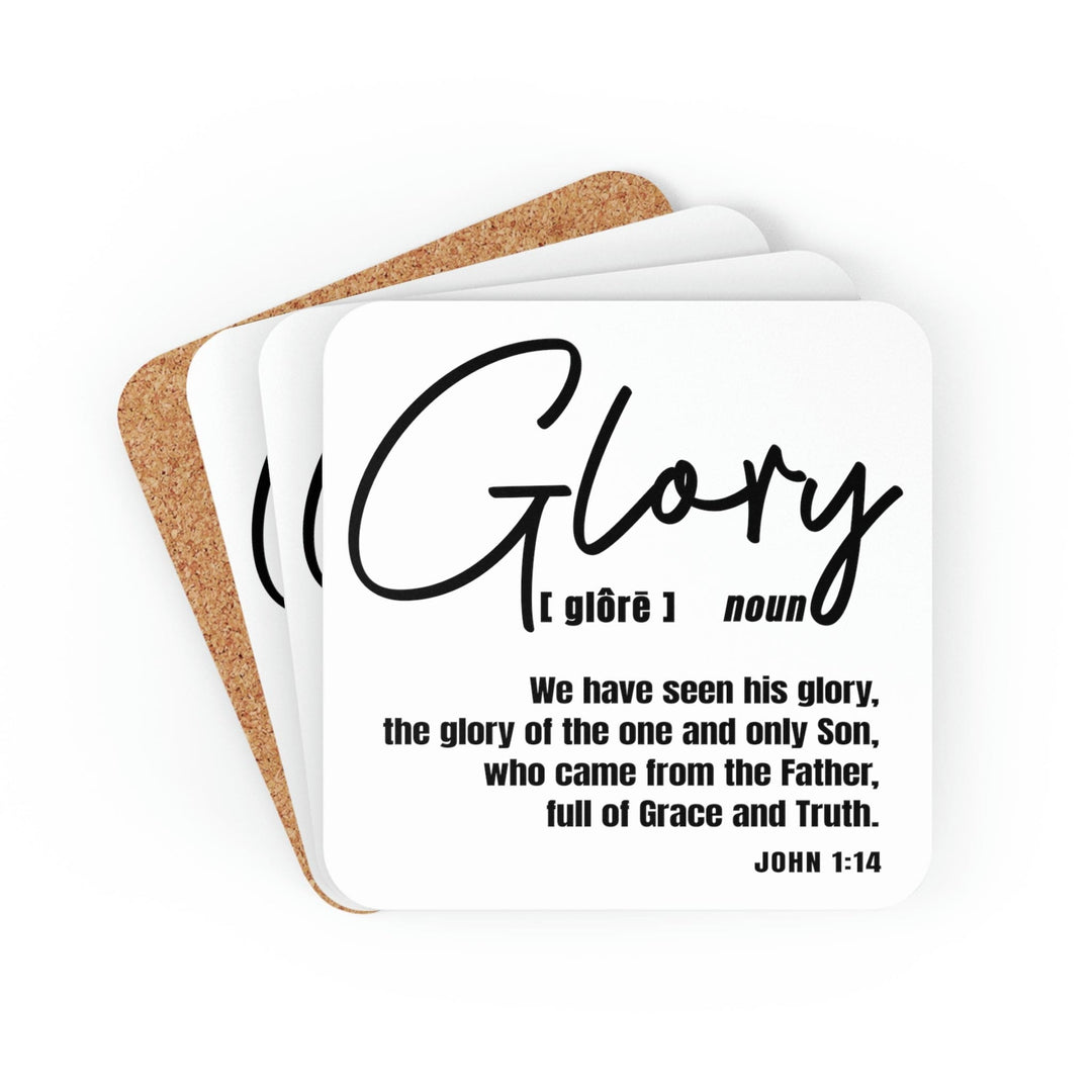 Home Decor Coaster Set - 4 Piece Home/office Glory Christian Inspiration Black