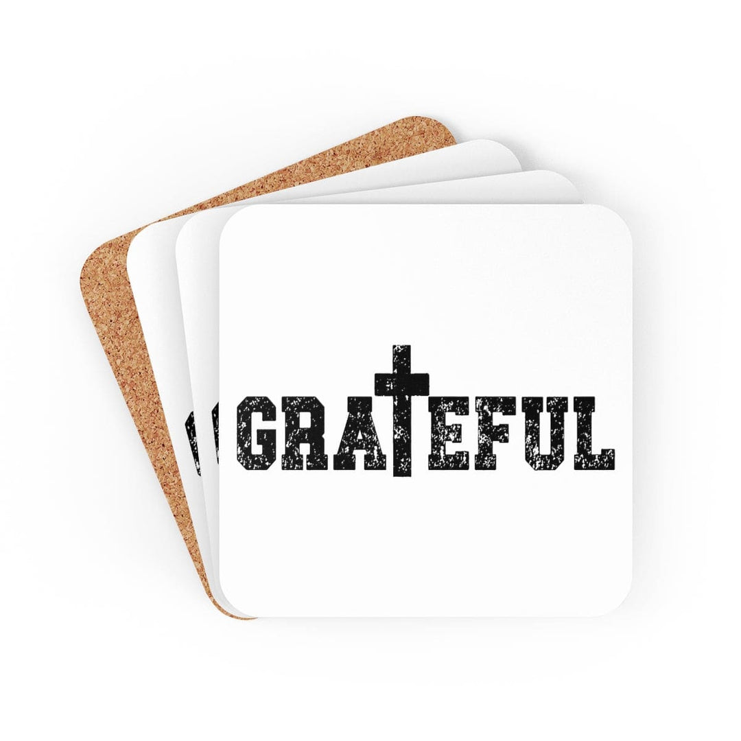 Home Decor Coaster Set - 4 Piece Home/office Grateful Christian Inspiration