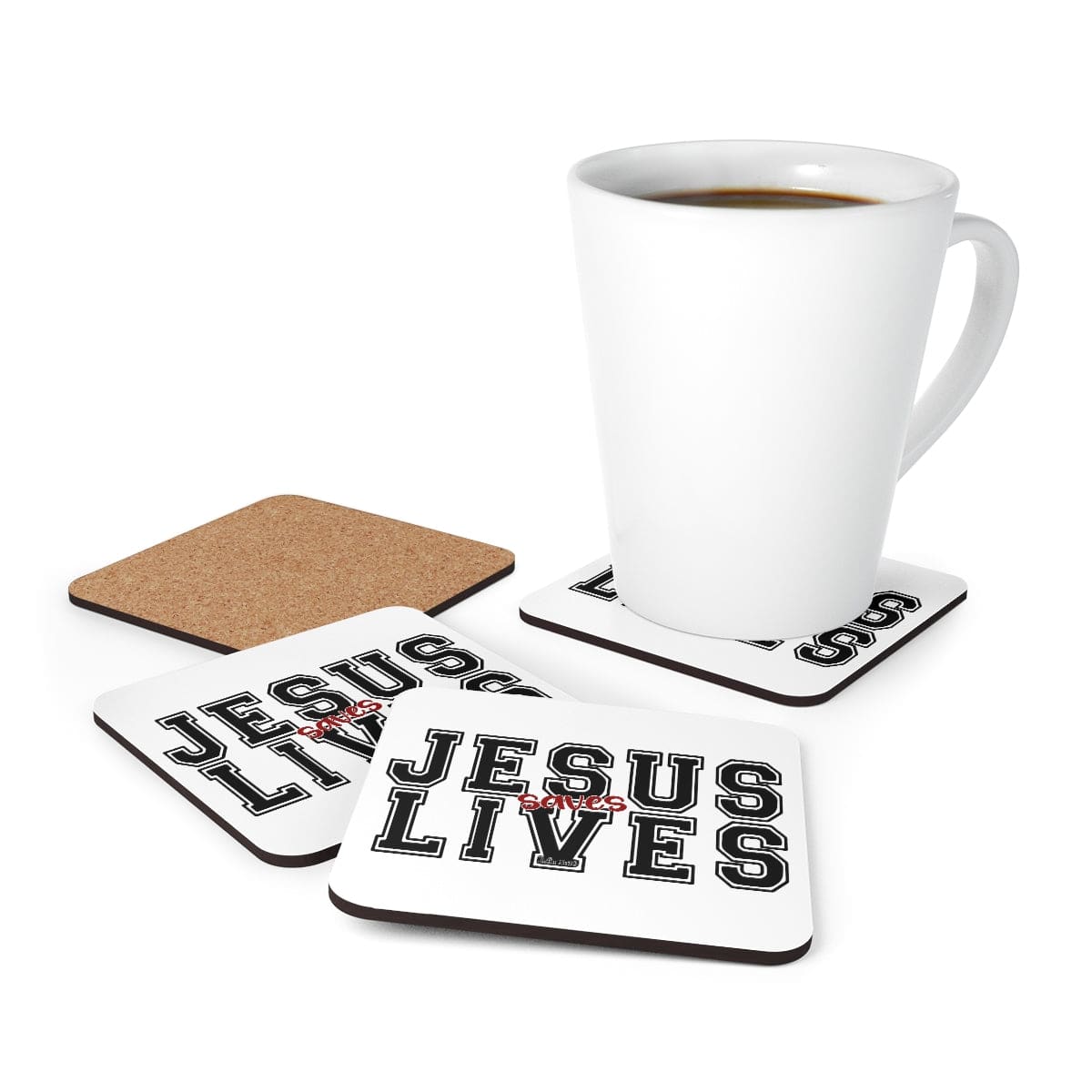 Home Decor Coaster Set - 4 Piece Home/office Jesus Saves Lives Christian