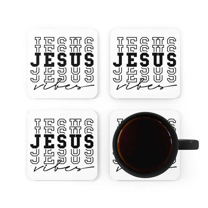 Home Decor Coaster Set - 4 Piece Home/office Jesus Vibes Christian Inspiration