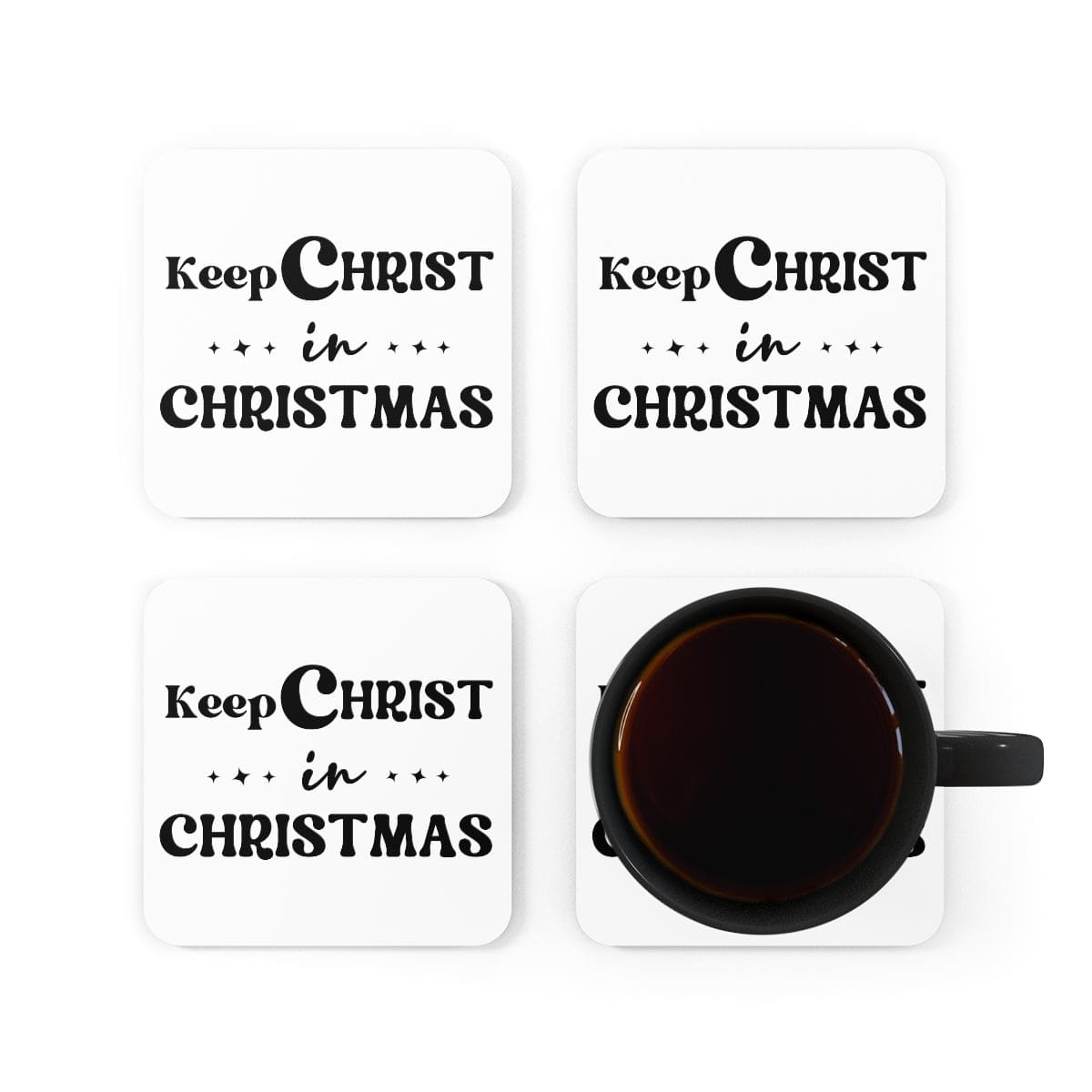 Home Decor Coaster Set - 4 Piece Home/office Keep Christ In Christmas Christian