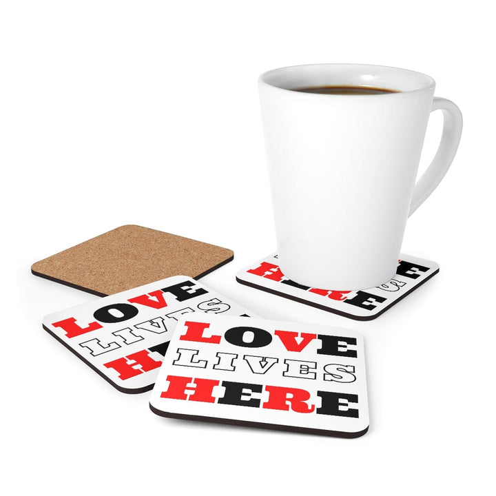 Home Decor Coaster Set - 4 Piece Home/office Love Lives Here Christian