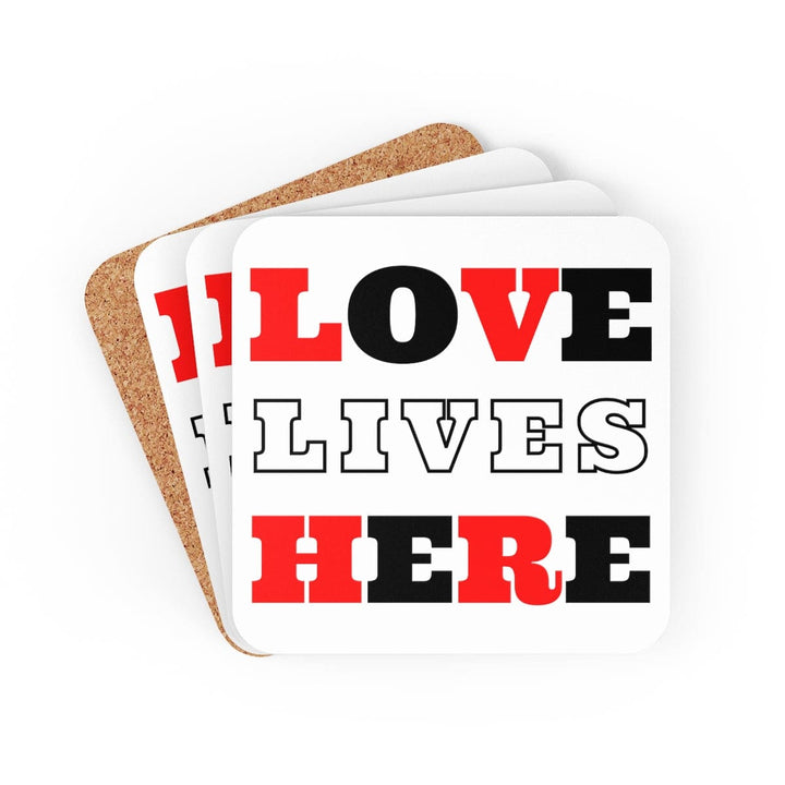 Home Decor Coaster Set - 4 Piece Home/office Love Lives Here Christian