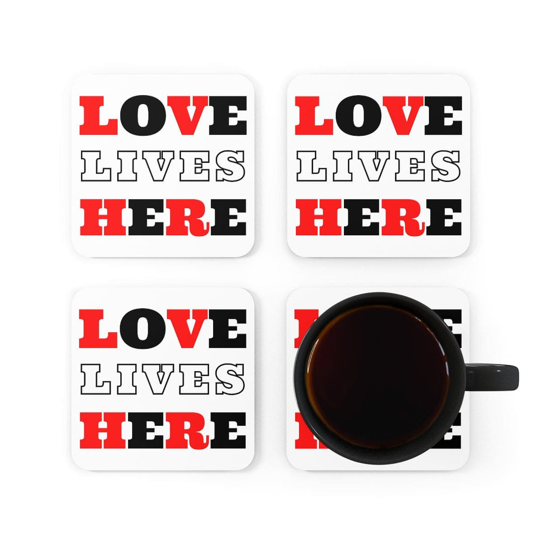 Home Decor Coaster Set - 4 Piece Home/office Love Lives Here Christian