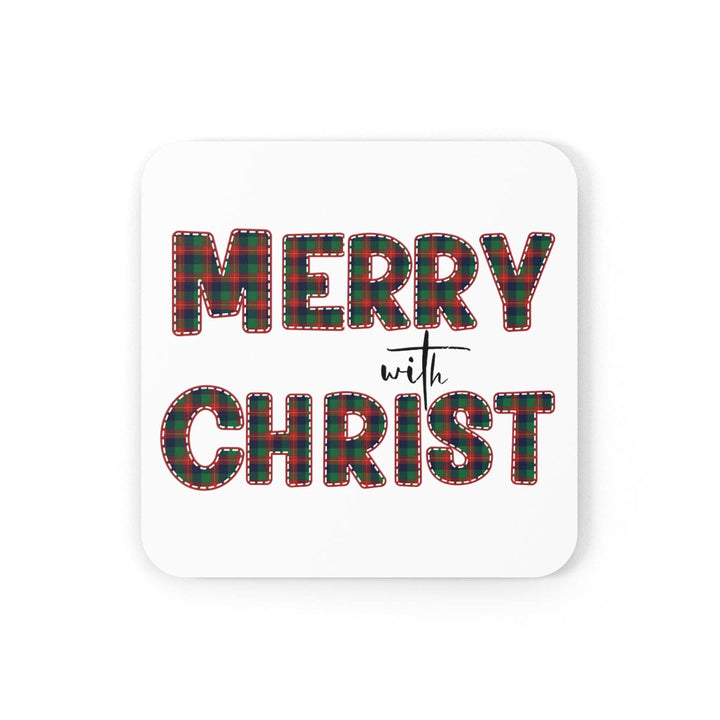 Home Decor Coaster Set - 4 Piece Home/office Merry with Christ Red and Green