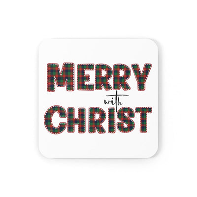 Home Decor Coaster Set - 4 Piece Home/office Merry With Christ Red And Green