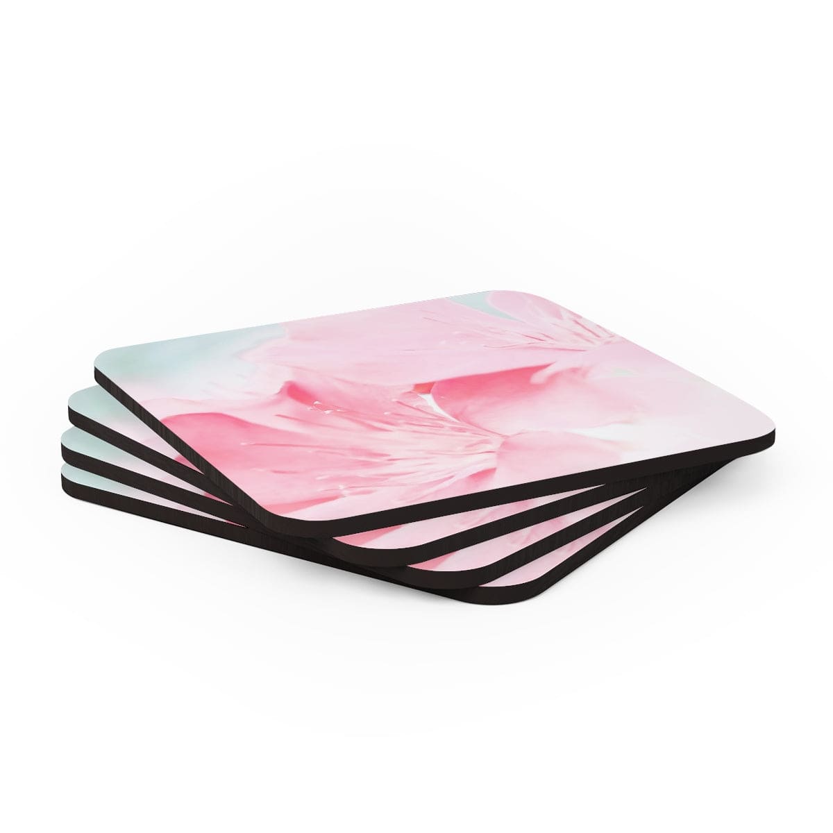 Home Decor Coaster Set - 4 Piece Home/office Pink Flower Bloom Peaceful Spring
