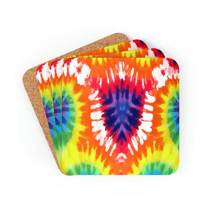 Home Decor Coaster Set - 4 Piece Home/office Psychedelic Rainbow Tie Dye