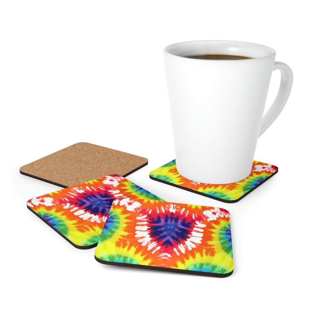 Home Decor Coaster Set - 4 Piece Home/office Psychedelic Rainbow Tie Dye