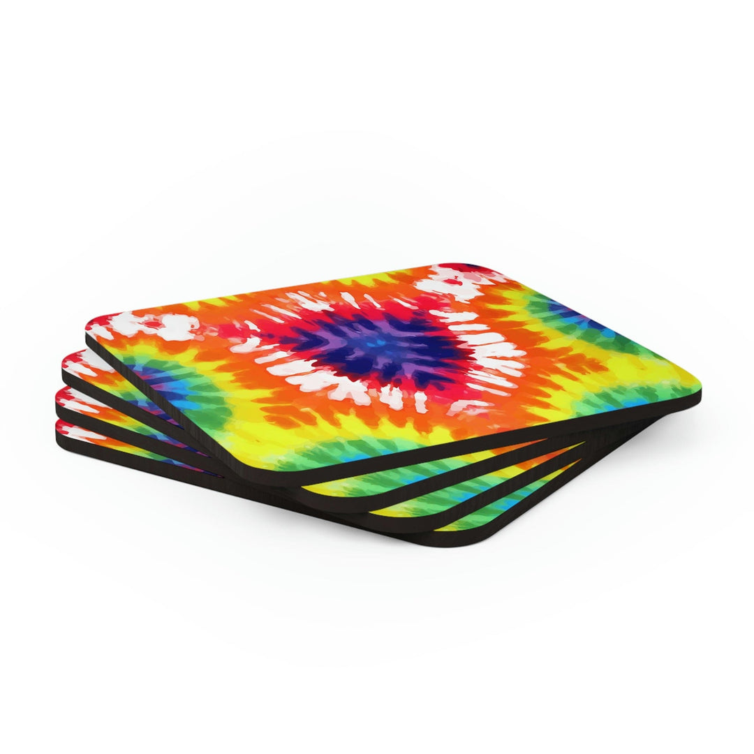 Home Decor Coaster Set - 4 Piece Home/office Psychedelic Rainbow Tie Dye