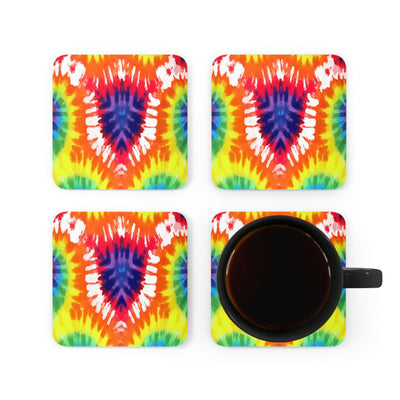 Home Decor Coaster Set - 4 Piece Home/office Psychedelic Rainbow Tie Dye
