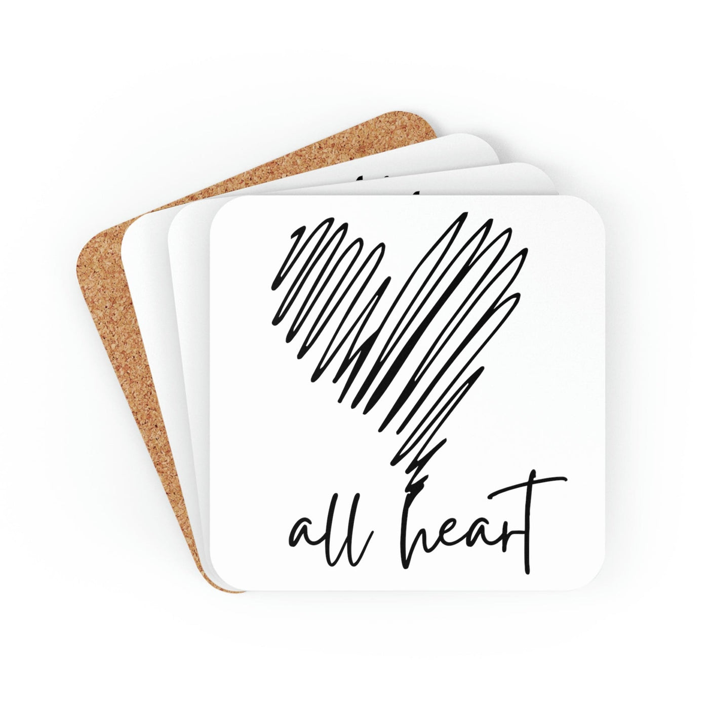 Home Decor Coaster Set - 4 Piece Home/office Say It Soul All Heart Black Line