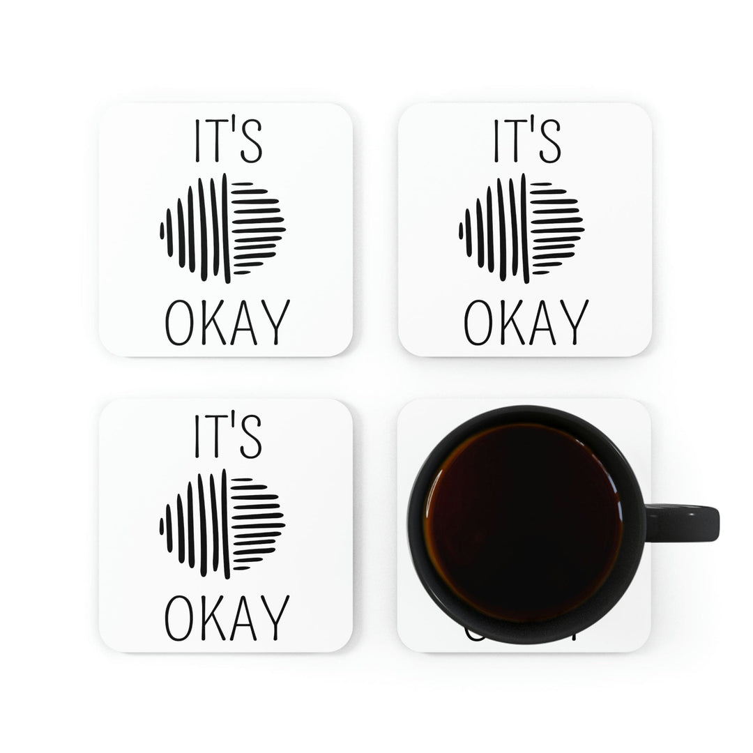 Home Decor Coaster Set - 4 Piece Home/office Say it Soul its Okay Black Line