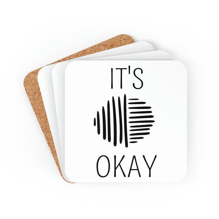 Home Decor Coaster Set - 4 Piece Home/office Say it Soul its Okay Black Line