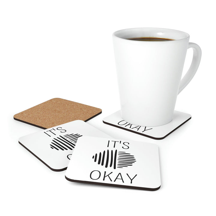 Home Decor Coaster Set - 4 Piece Home/office Say it Soul its Okay Black Line