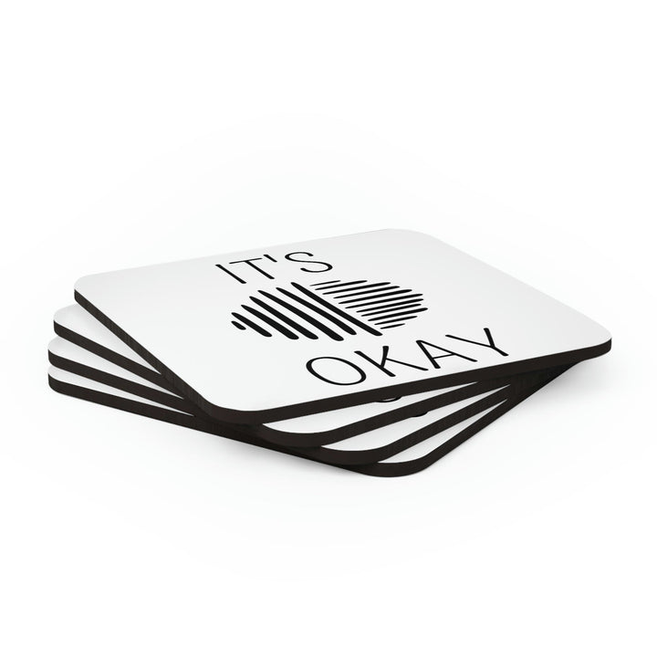 Home Decor Coaster Set - 4 Piece Home/office Say it Soul its Okay Black Line