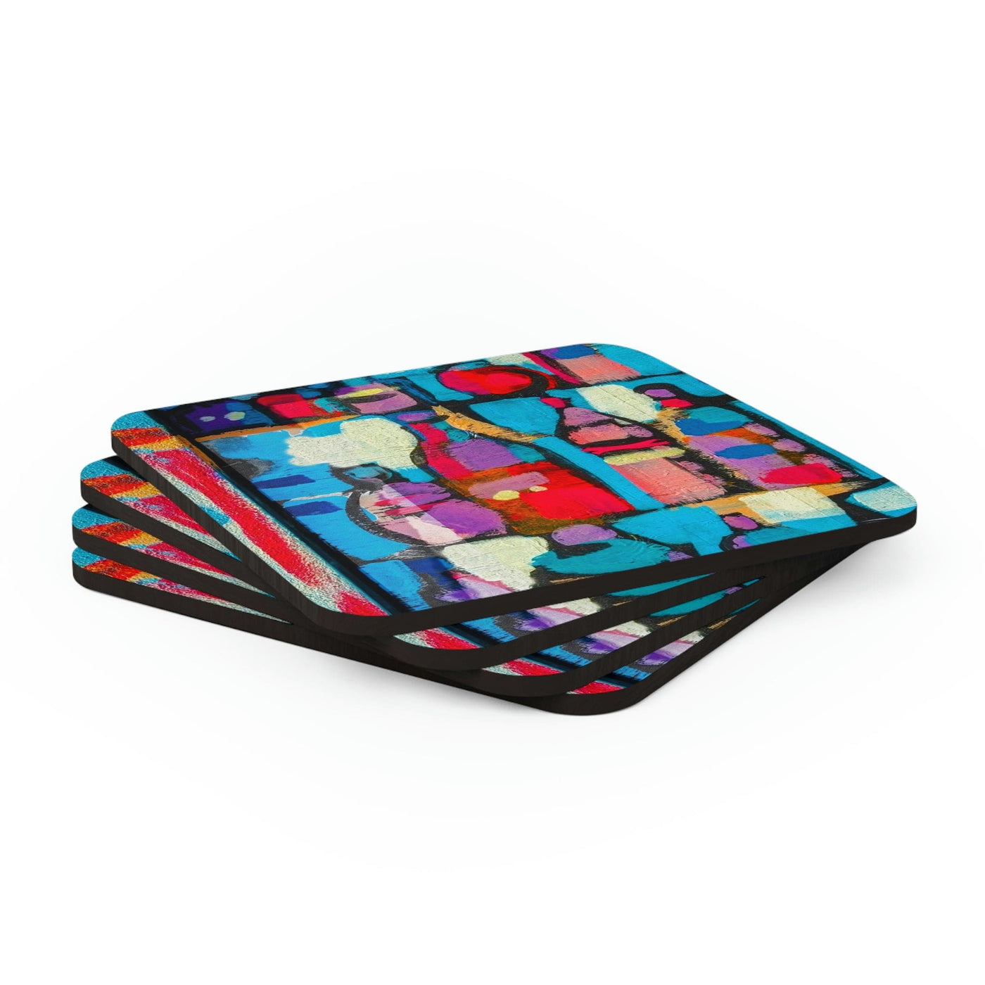 Home Decor Coaster Set - 4 Piece Home/office Sutileza Smooth Colorful Abstract