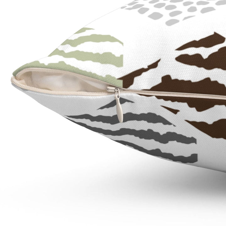 Decorative Throw Pillow Cover - Green Grey Brown Hexagon Print