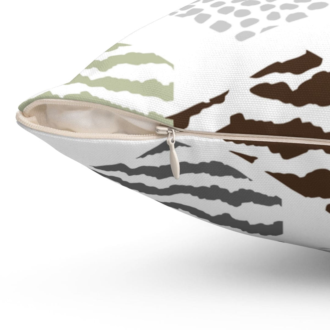 Decorative Throw Pillow Cover - Green Grey Brown Hexagon Print