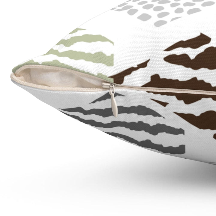 Decorative Throw Pillow Cover - Green Grey Brown Hexagon Print