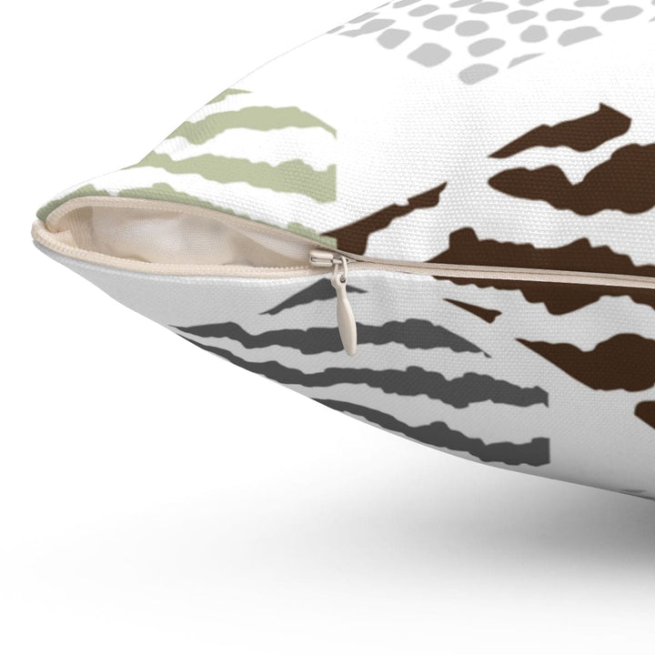 Decorative Throw Pillow Cover - Green Grey Brown Hexagon Print