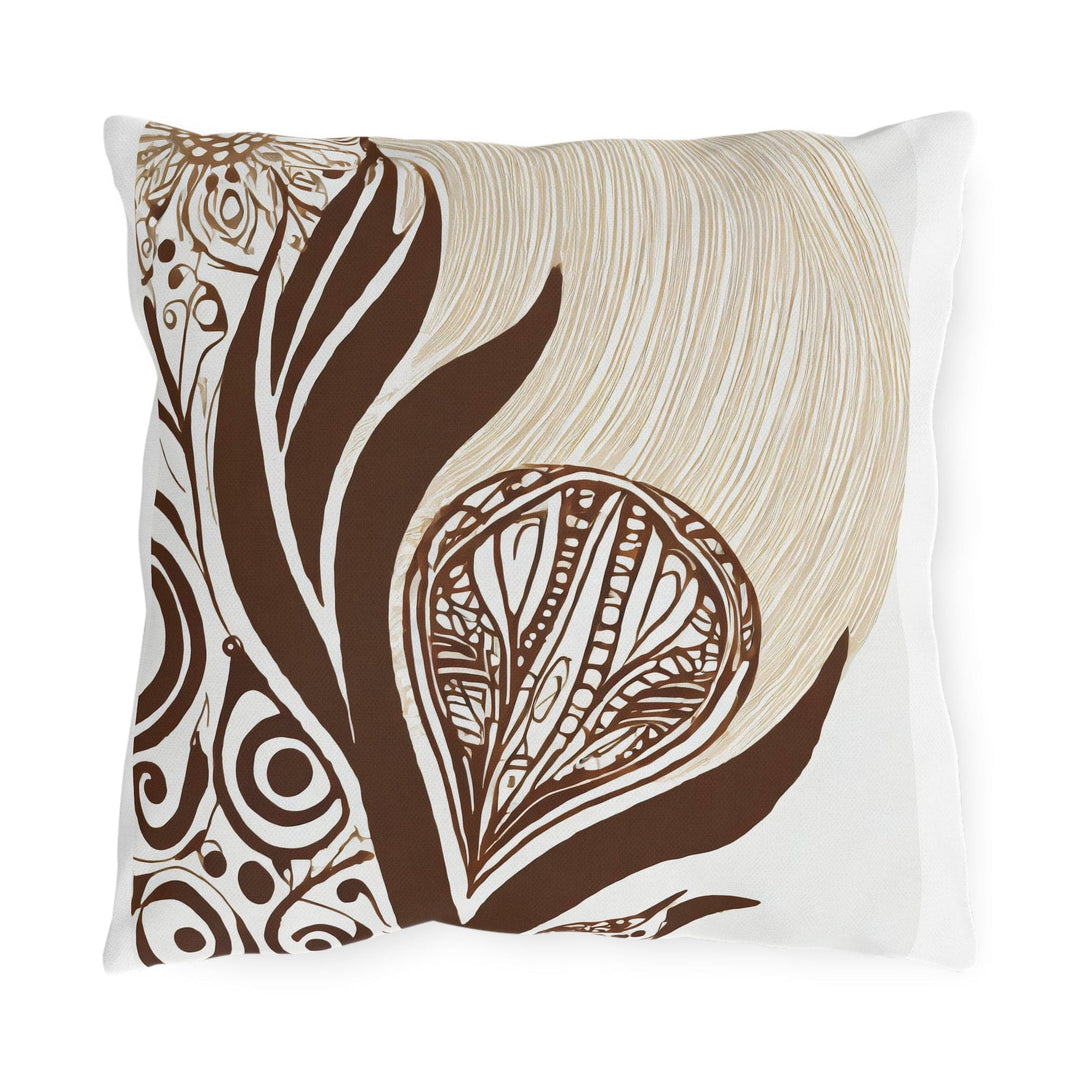 Decorative Indoor/outdoor Throw Pillow - Brown Floral Lines - Decorative/Throw