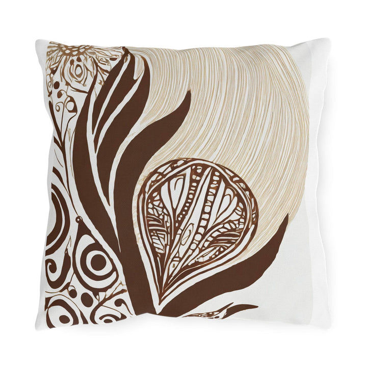 Decorative Indoor/outdoor Throw Pillow - Brown Floral Lines - Decorative/Throw