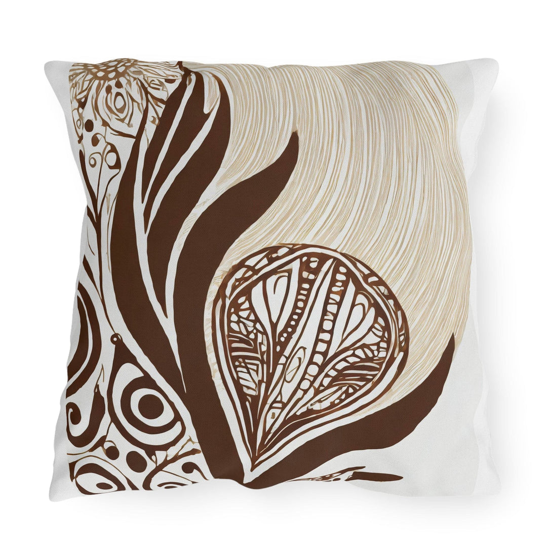 Decorative Indoor/outdoor Throw Pillow - Brown Floral Lines - Decorative/Throw