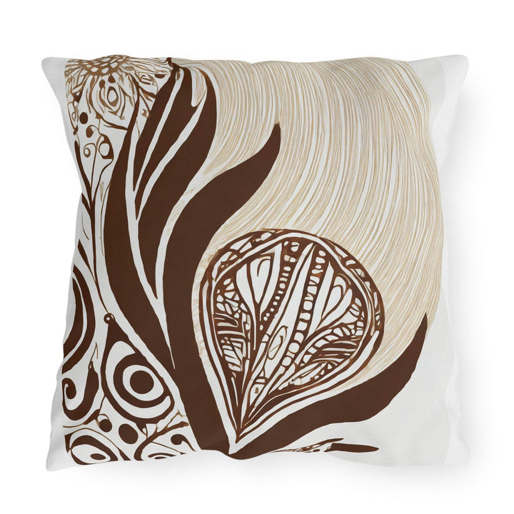 Decorative Indoor/outdoor Throw Pillow - Brown Floral Lines - Decorative/Throw