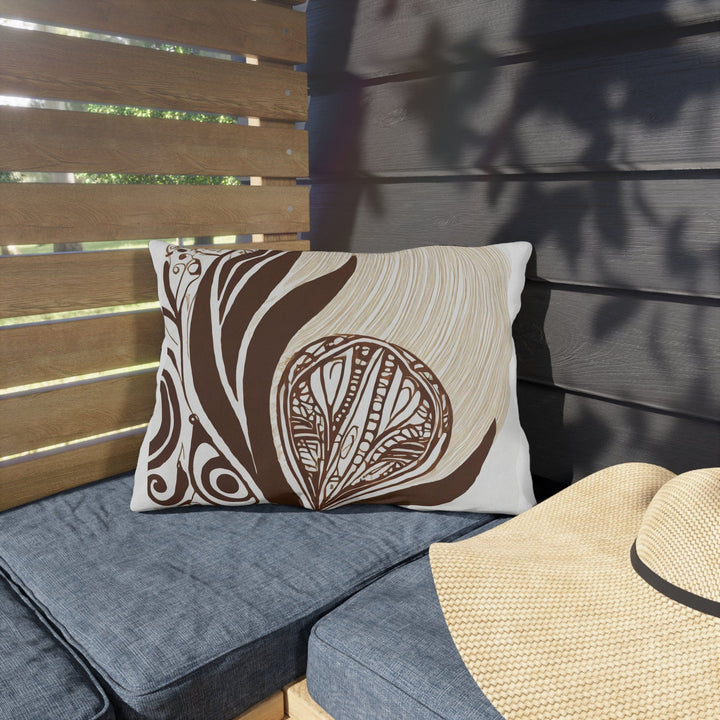 Decorative Indoor/outdoor Throw Pillow - Brown Floral Lines - Decorative/Throw