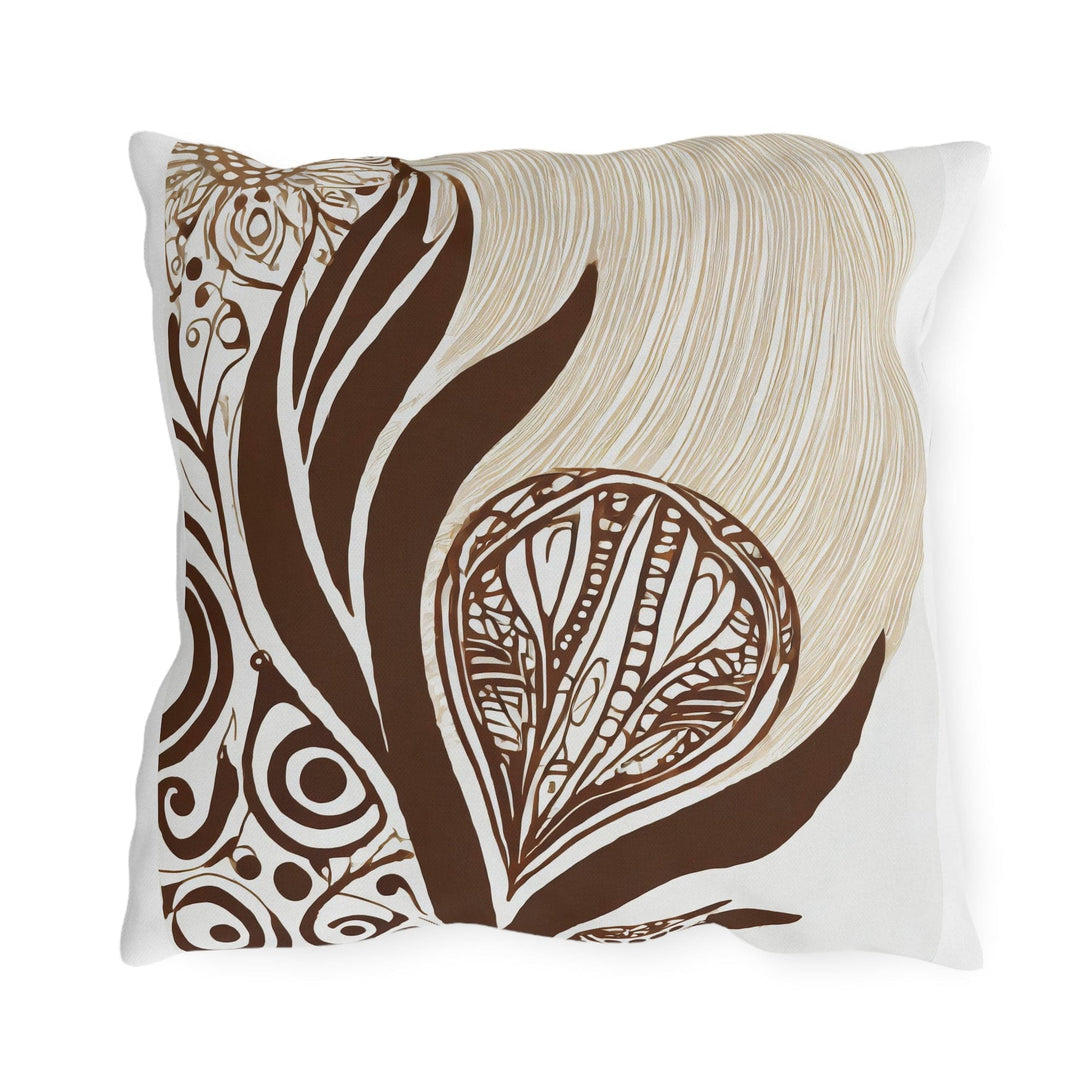 Decorative Indoor/outdoor Throw Pillow - Brown Floral Lines - Decorative/Throw